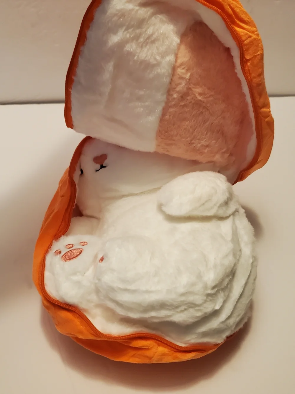 Reversible White Rabbit Stuffed Animal Plush in Orange Carrot Case, Medium